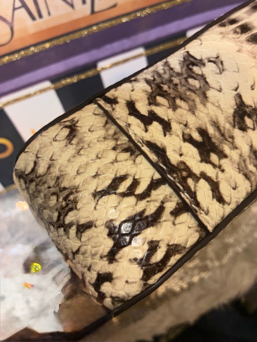 Michael Kors Beige and Brown Snake-Print Crossbody Bag - Picture 8 of 9